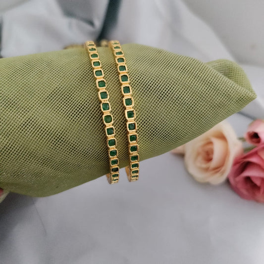 Square green stone bangle