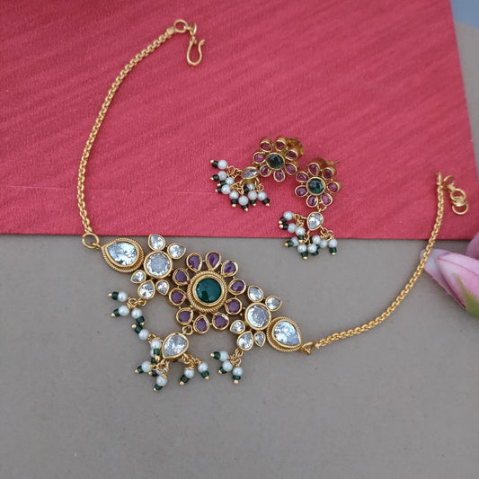 Moisannite stone kemp stone chocker set