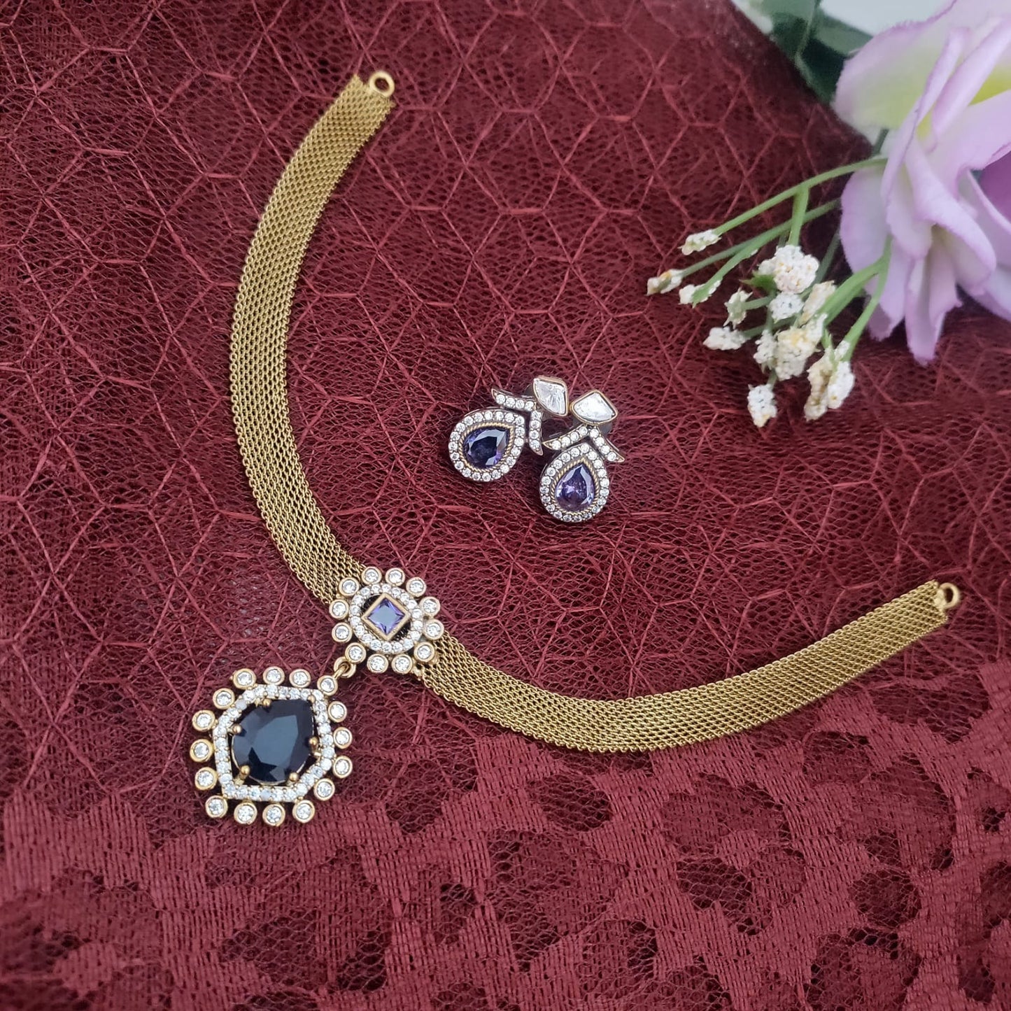 Adigai antique finish necklace set