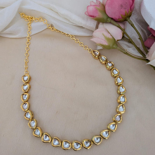 White kundan stone necklace set