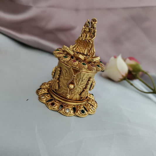 Intricate design Sindoor box with bridal couple on the lid