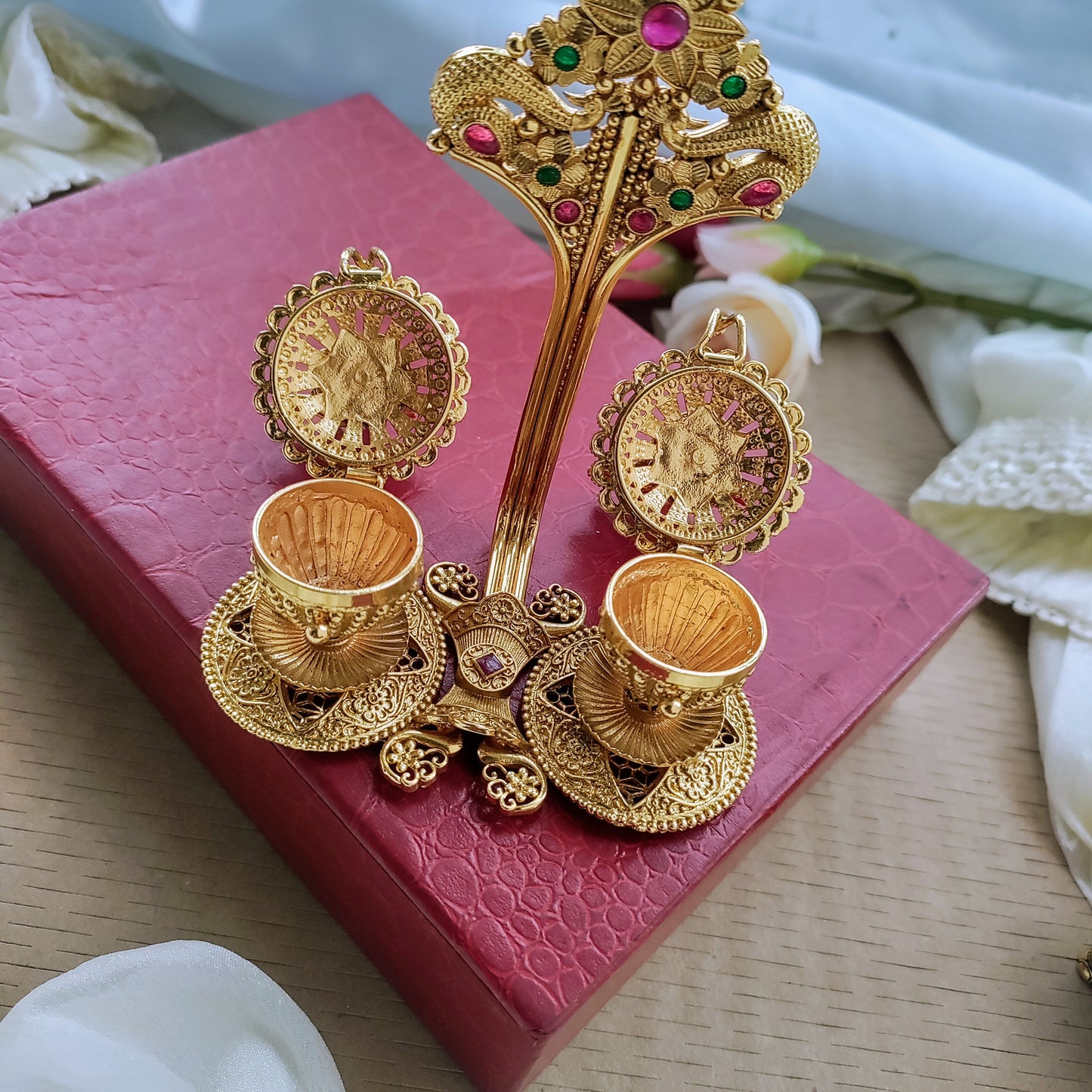 Goddess Lakshmi twin Sindoor/Kumkum box