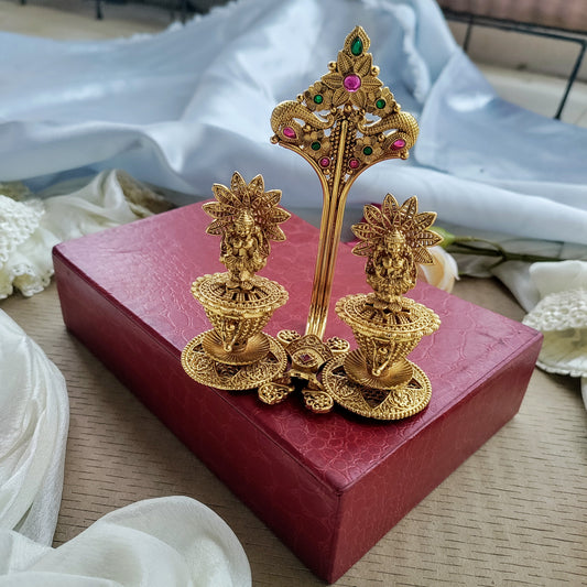 Goddess Lakshmi twin Sindoor/Kumkum box