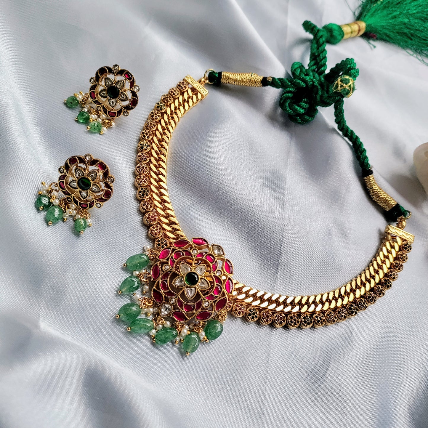 Jadau kundan Antique finish necklace set