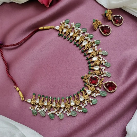 Peacock design moisannite stone necklace