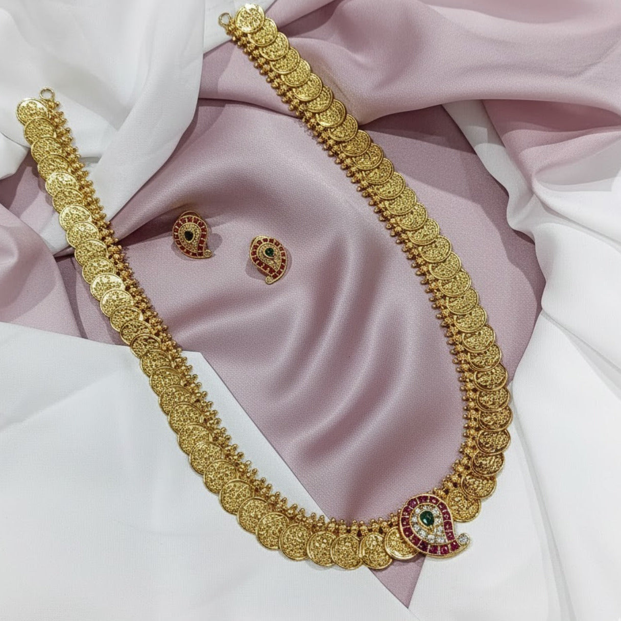 Lakshmi coin/Kaasu Mango pendant necklace