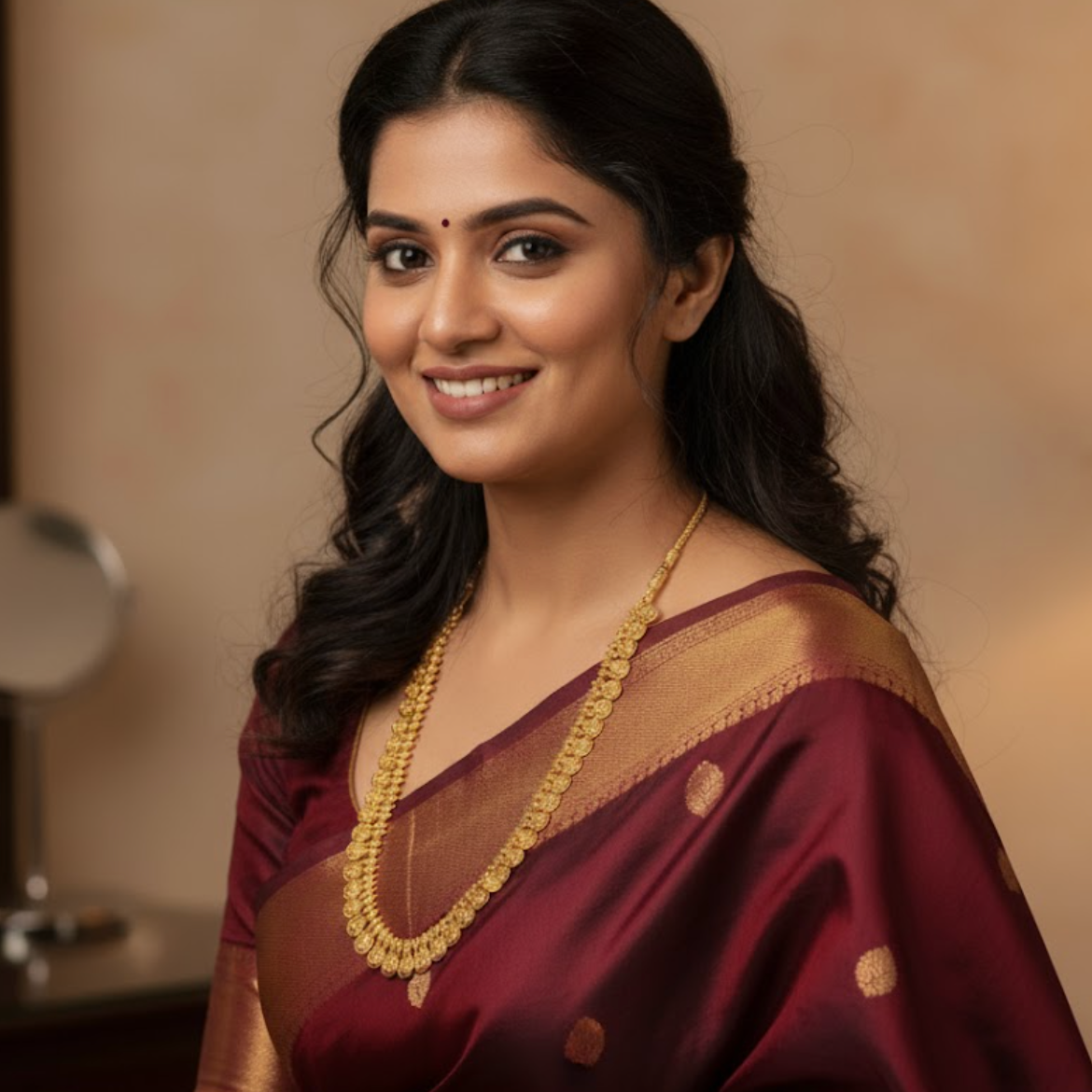 Long Lakshmi coin necklace set