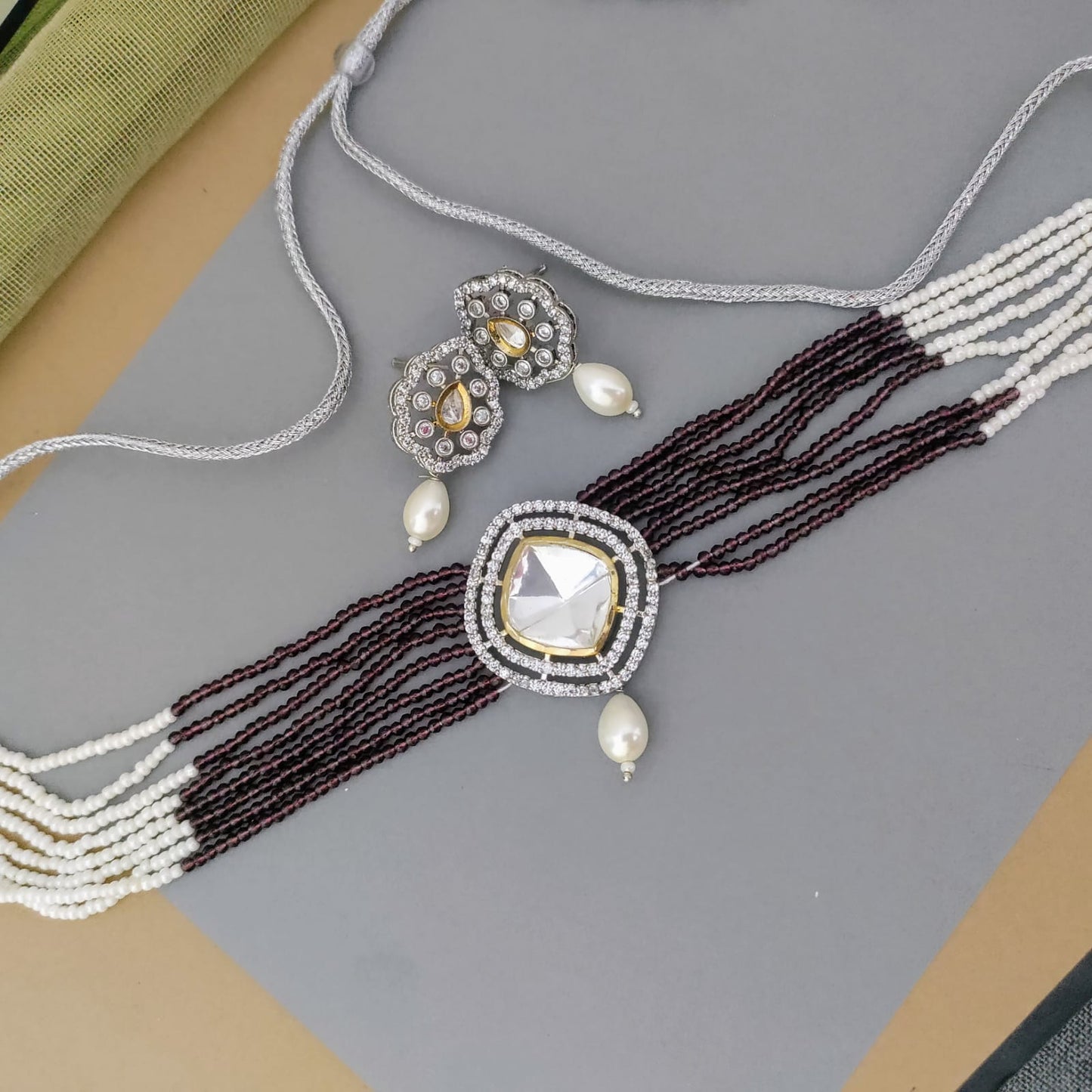 Purple kundan chocker