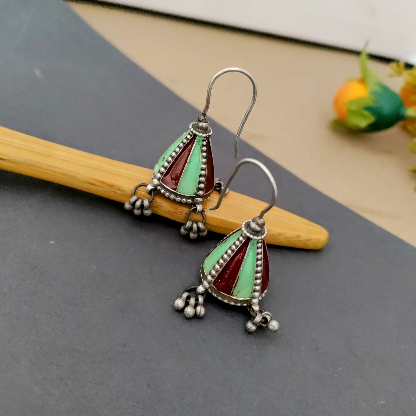 Hook jumka painted earring