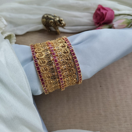 Bridal Lakshmi coin with Ruby stone bangle