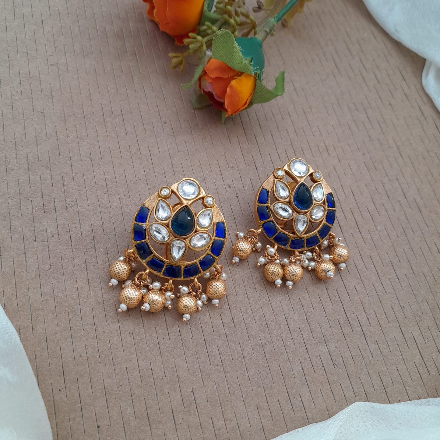 Jadau Kundan Stud - Blue