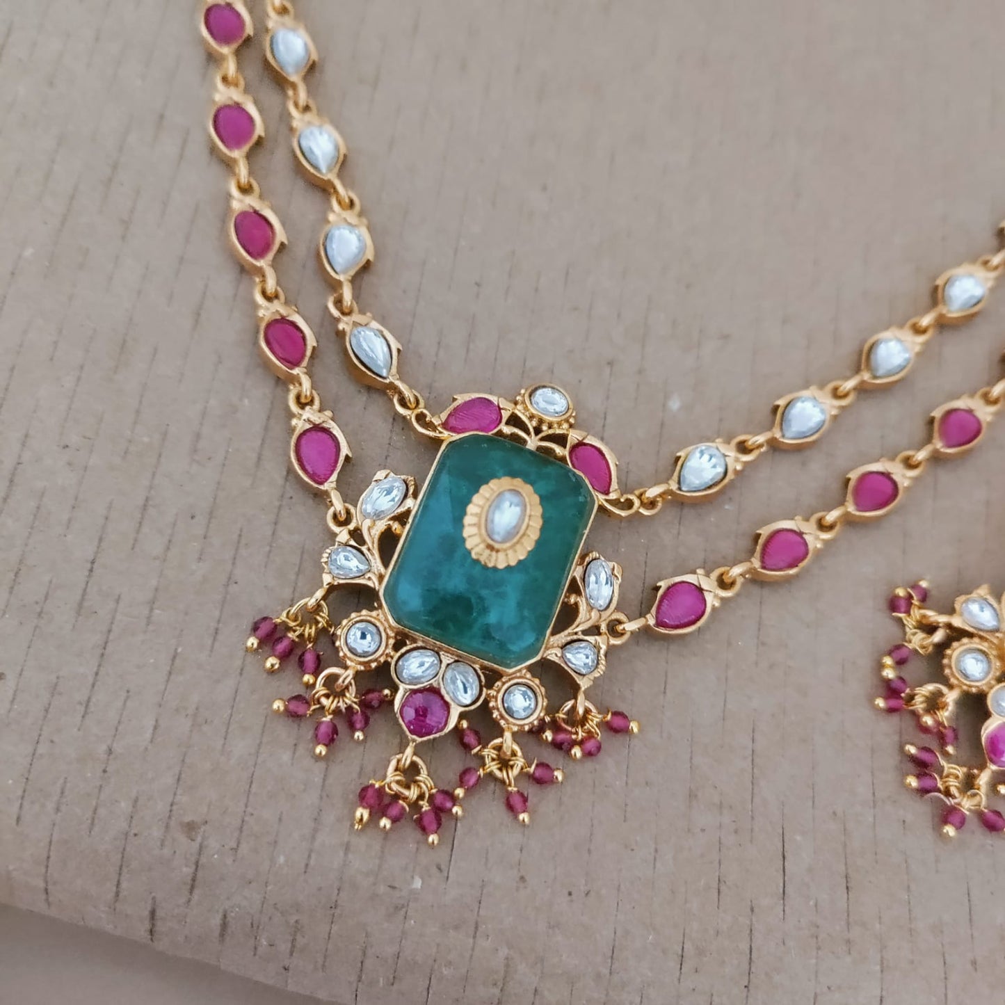 2 layered polki kundan bridal necklace