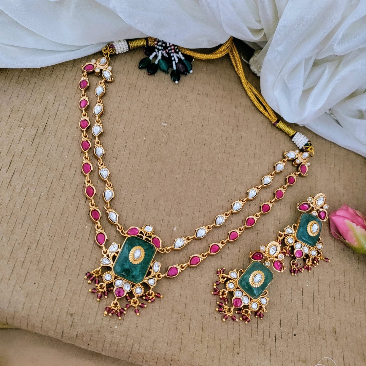 2 layered polki kundan bridal necklace