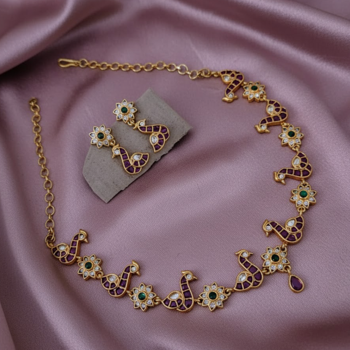 Peacock desigh kemp necklace