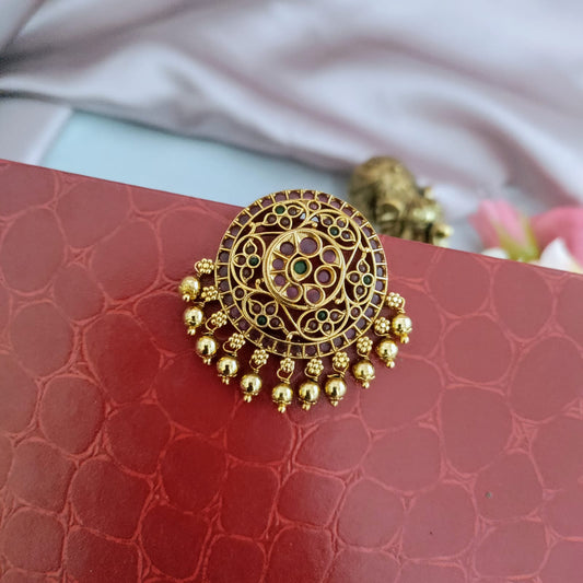 Round  kemp ruby stone hair pin