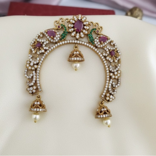 Ruby stone AD peacock hair pin