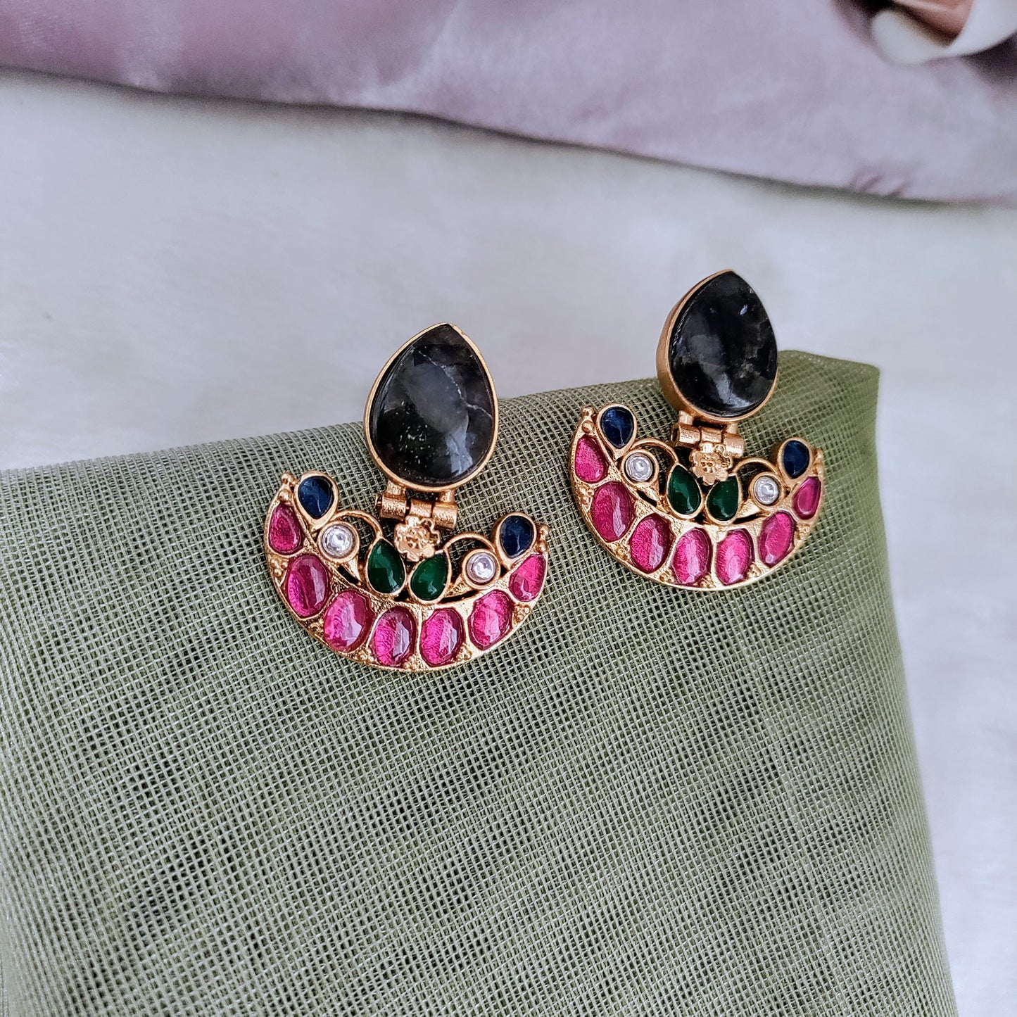 Jadau Labradorite Bali earring