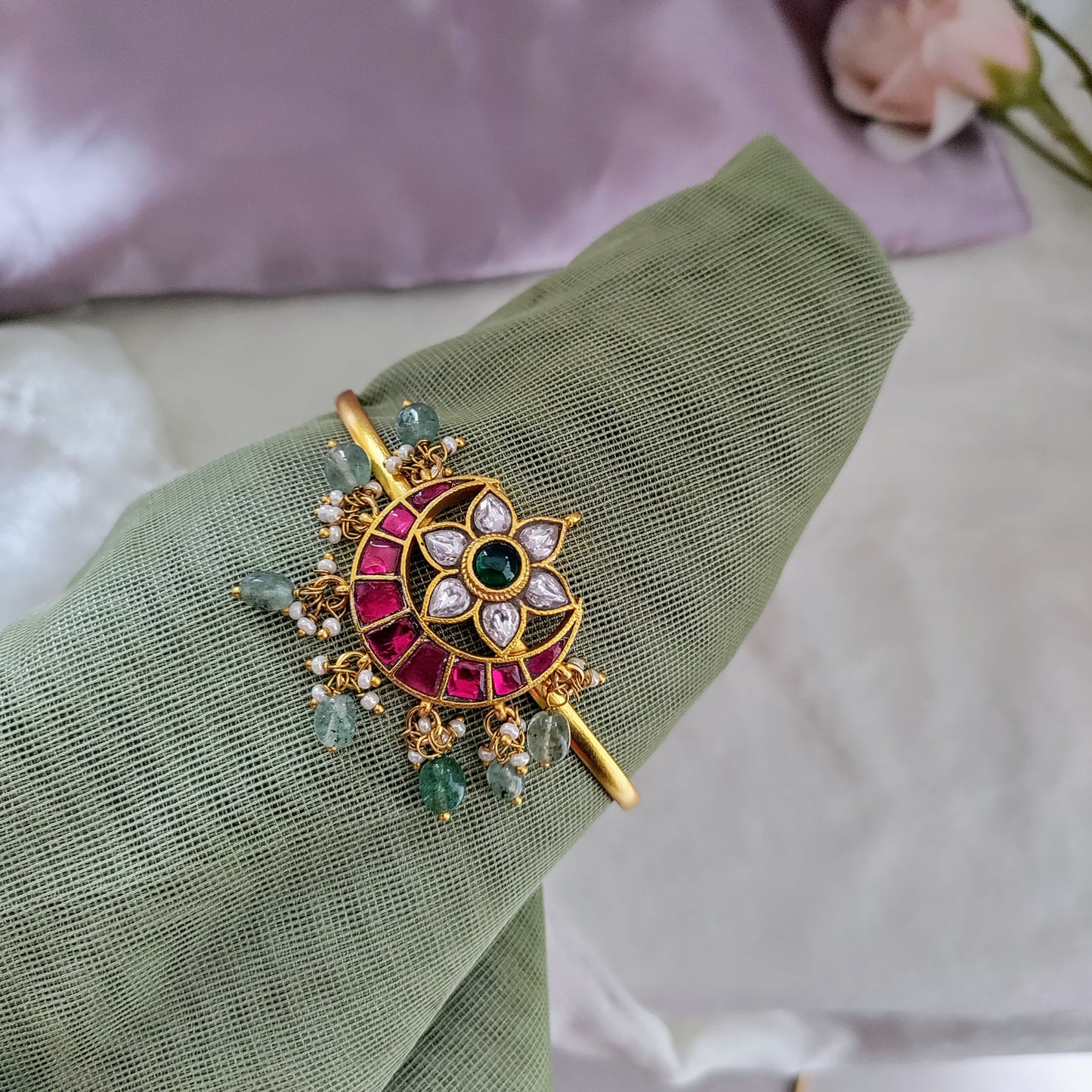 Jadau kundan floral armlet/Vanki/Bajuband