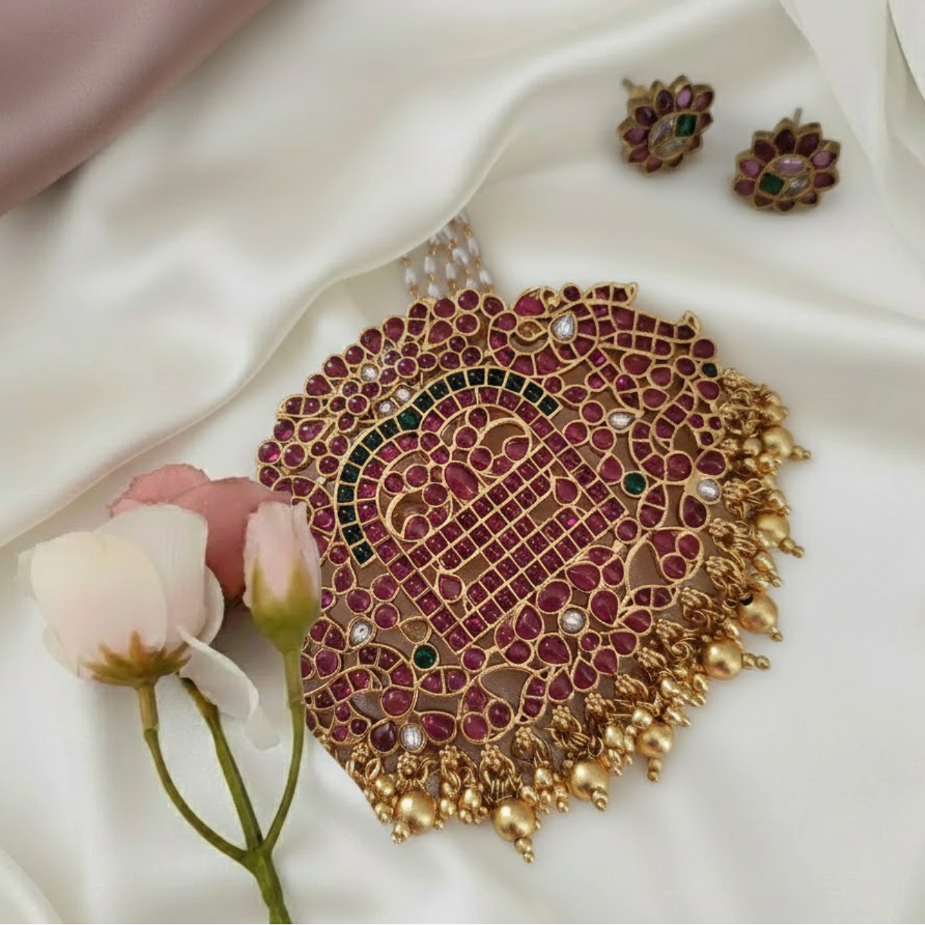 Ruby stone Kemp pendant Harram set