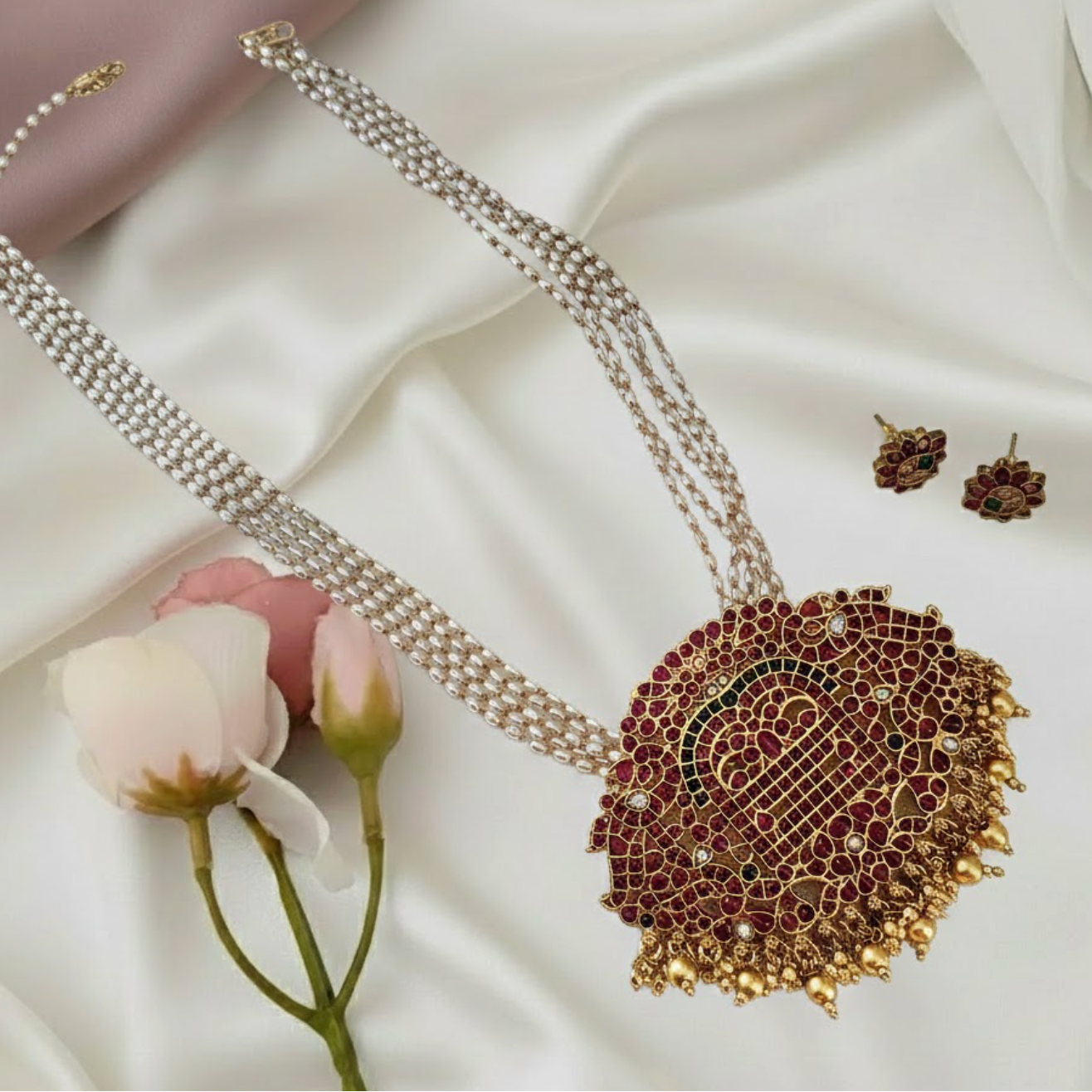 Ruby stone Kemp pendant Harram set