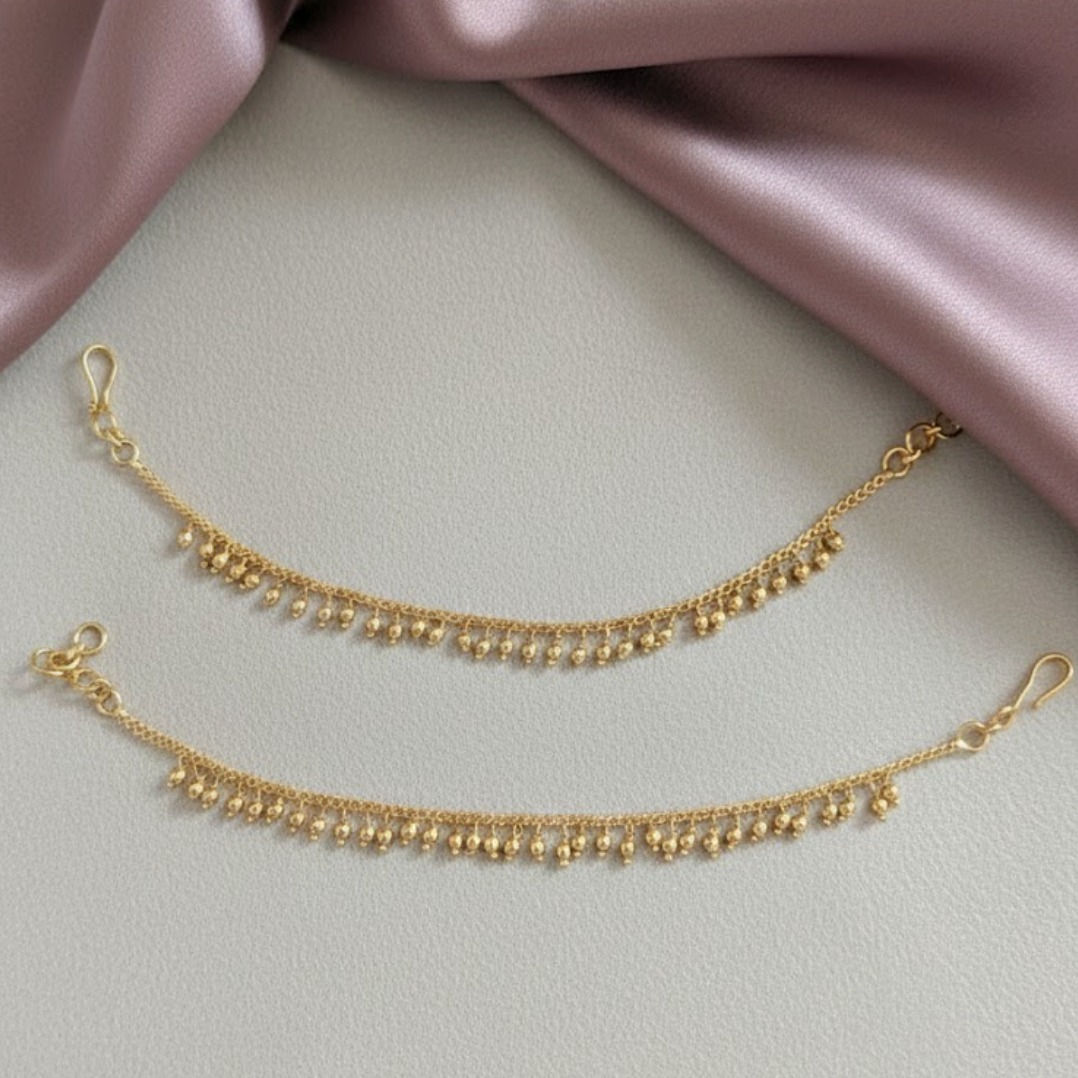 Gold beaded EarChain/Mattal