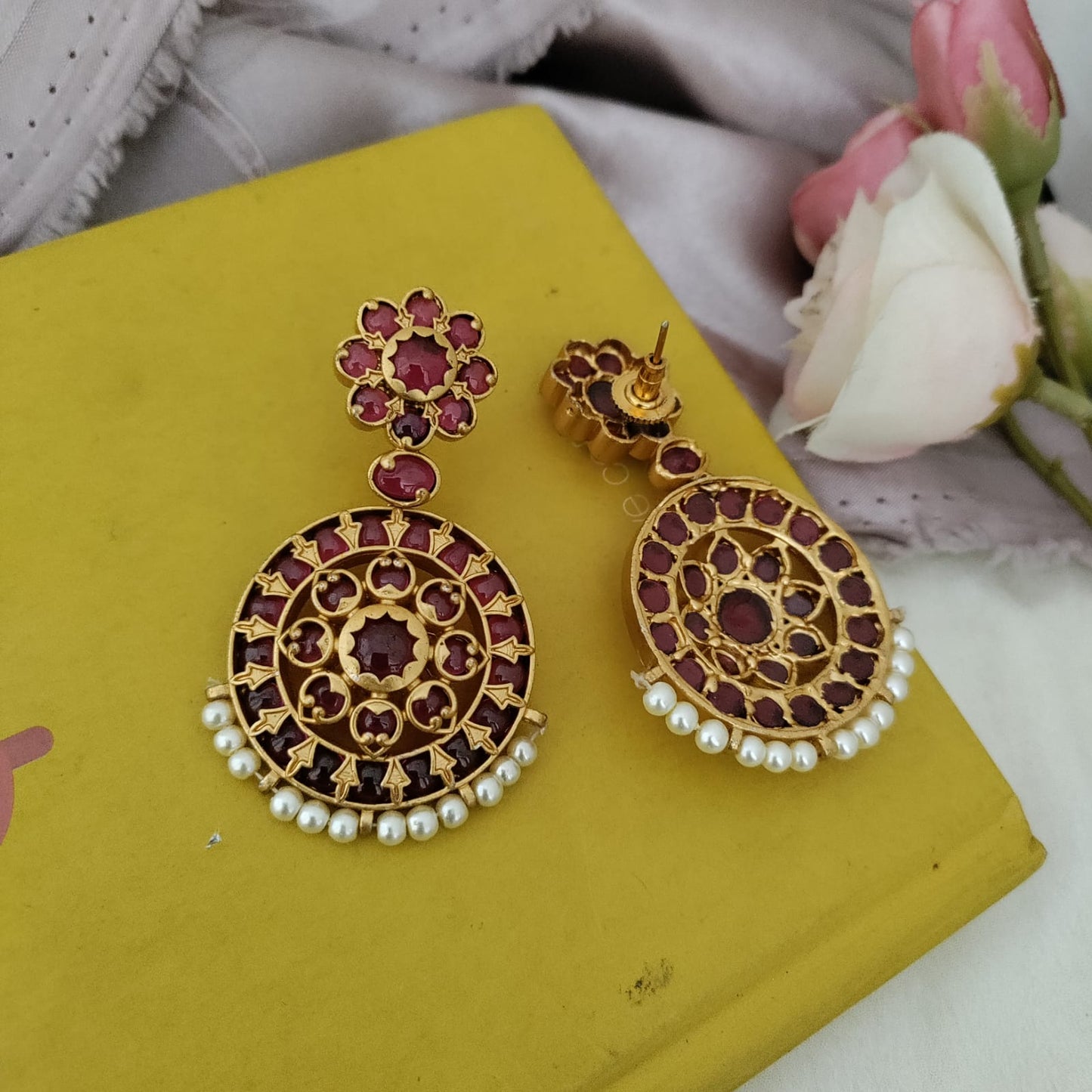 Ruby kemp stone long earring