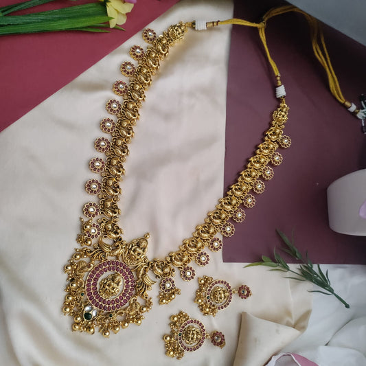 Amazing Long Lakshmi temple necklace set
