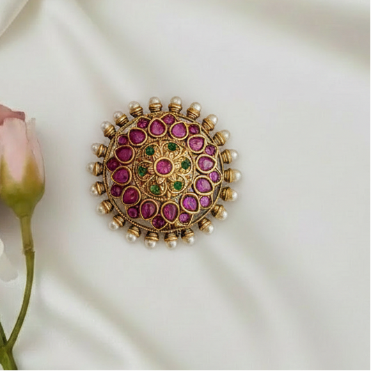 Round stone hair pin