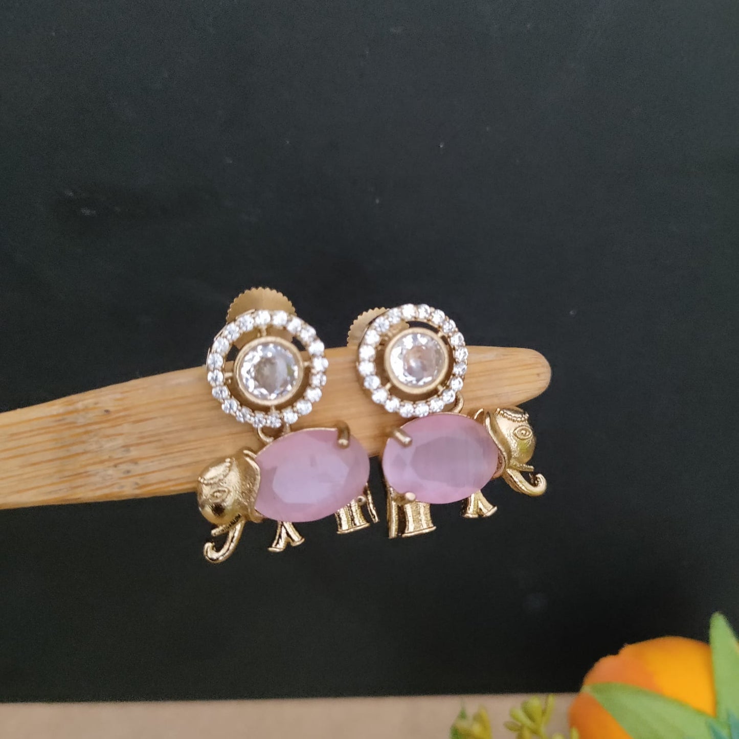 Elephant stone earring