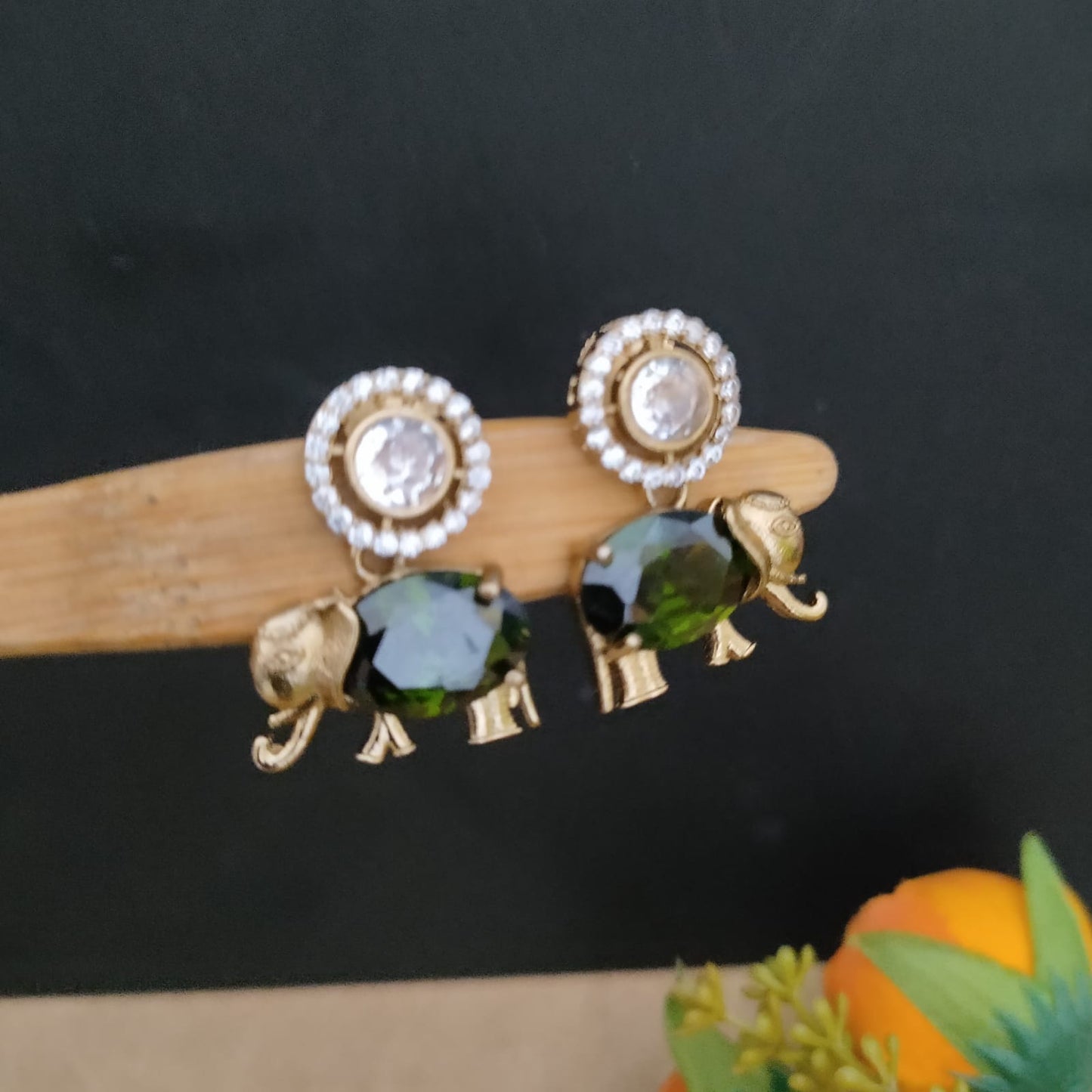Elephant stone earring
