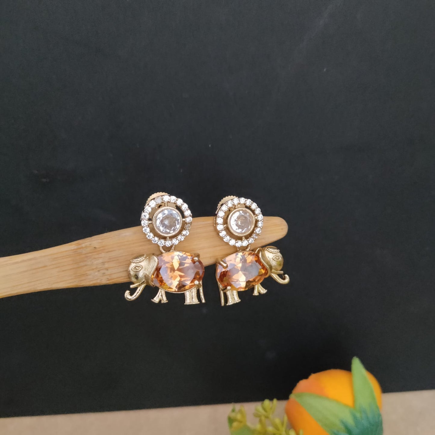 Elephant stone earring