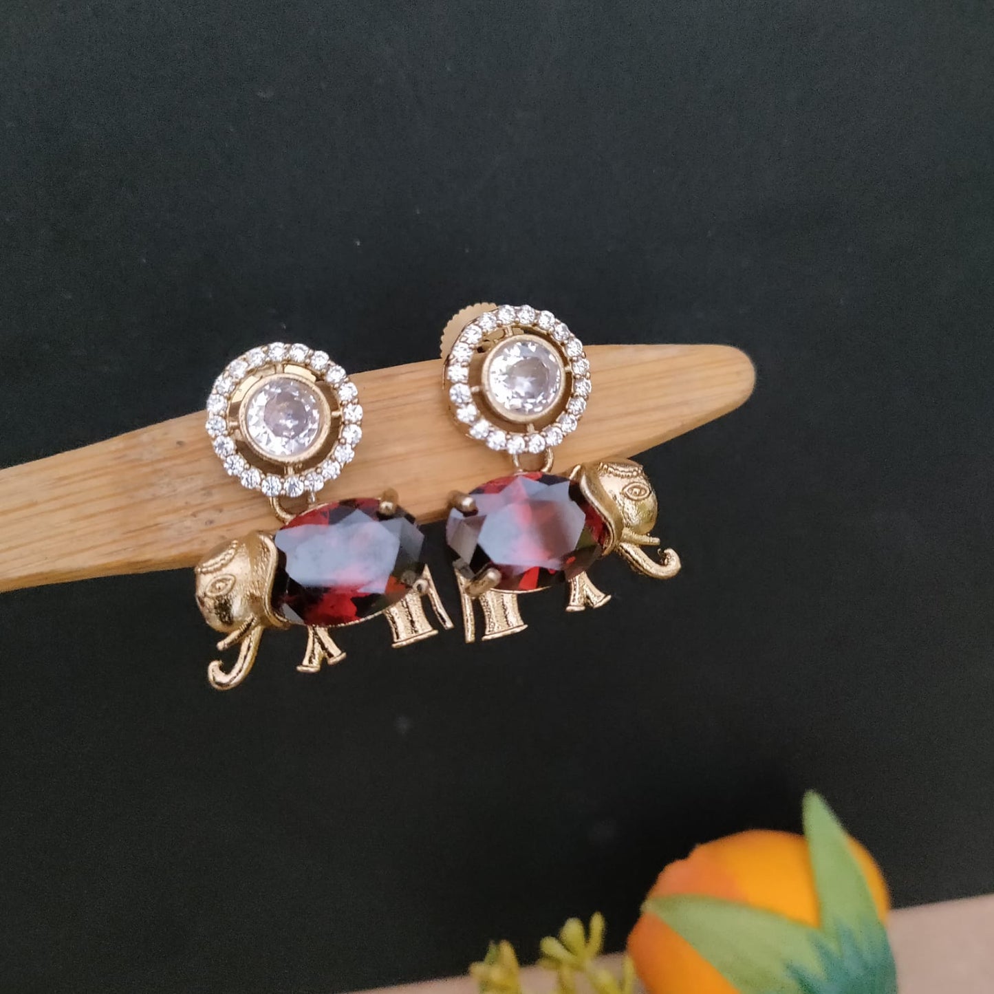 Elephant stone earring