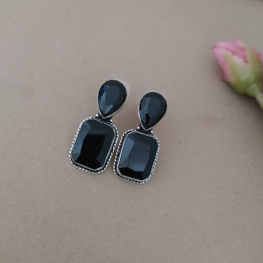 Black stone earring
