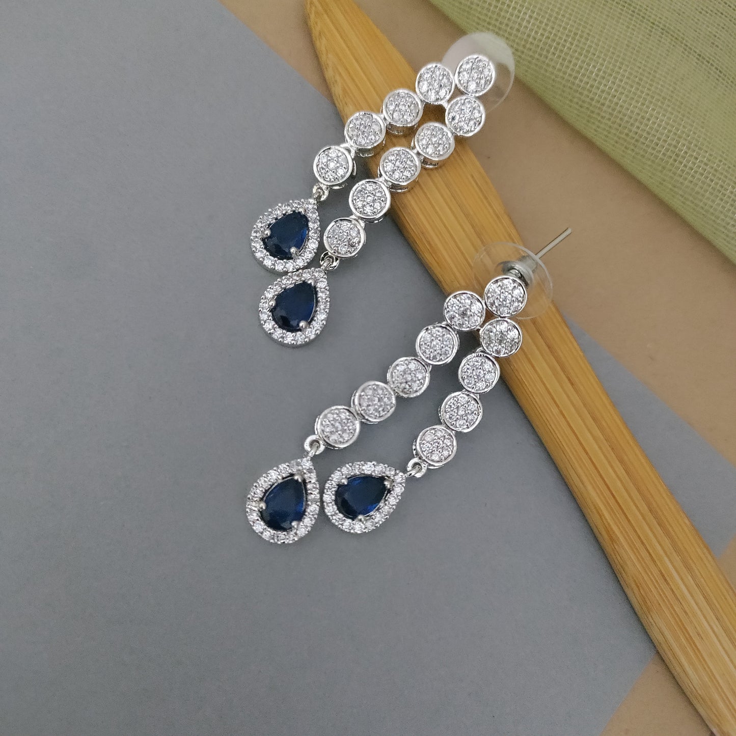 Double layered white stone medium length CZ stone necklace