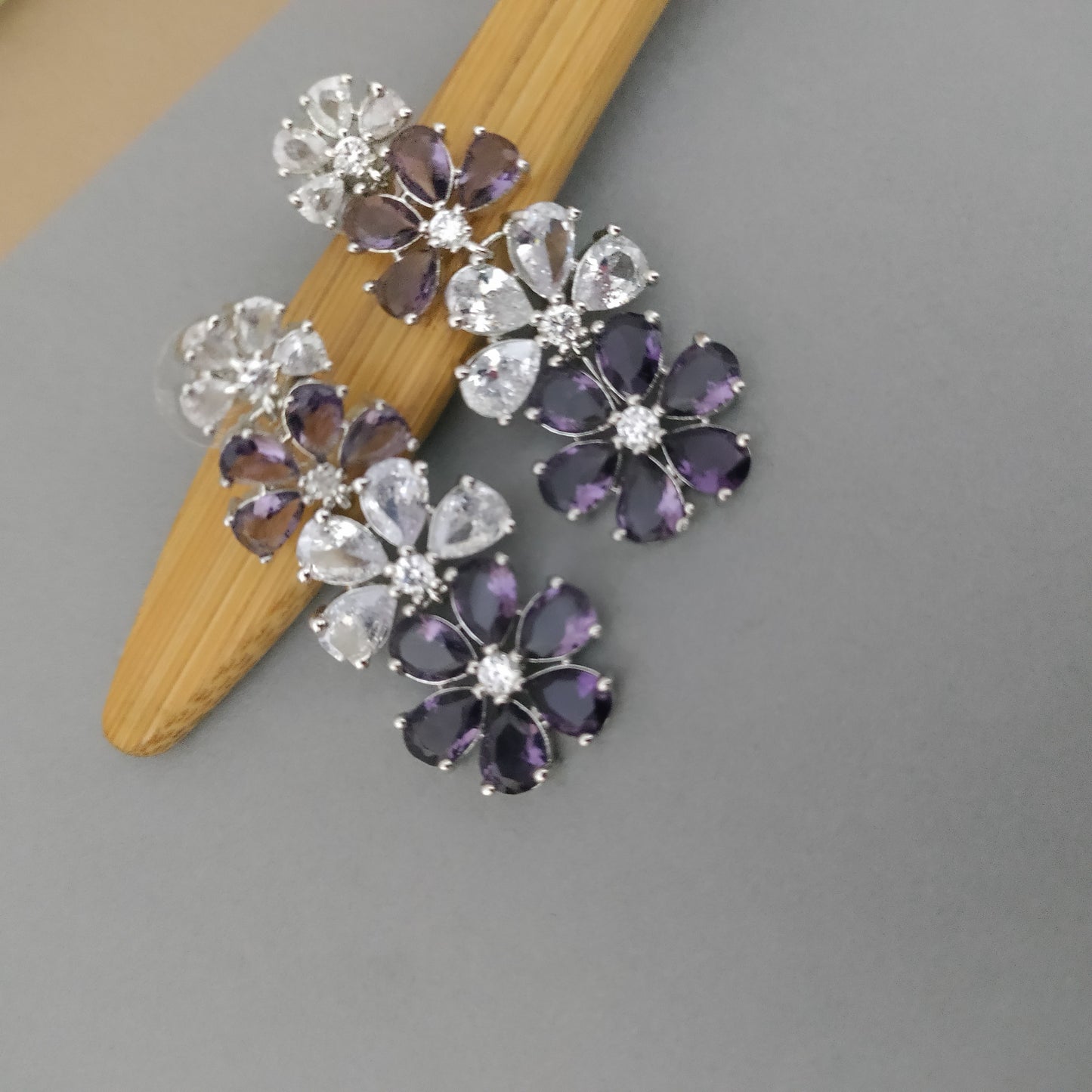 Flower shaped AD stone studded necklace