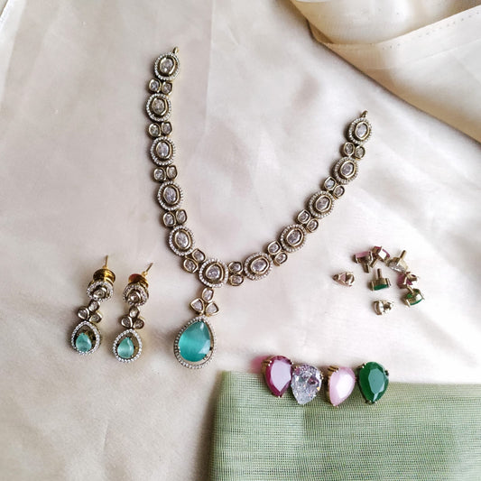 Changeable kundan stone necklace set