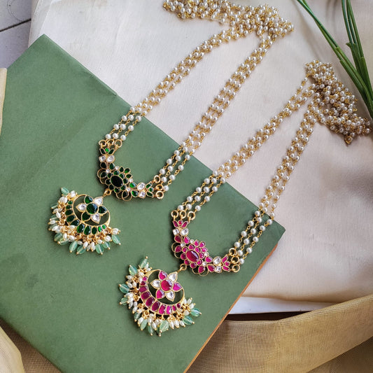 Beautiful Jadau 3 line pearl set