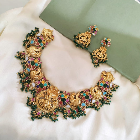 Jadau kundan stone krishna necklace