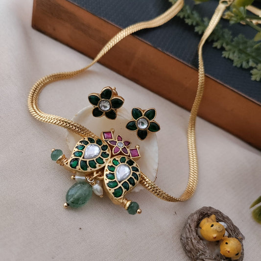 Green mango jadau chain set