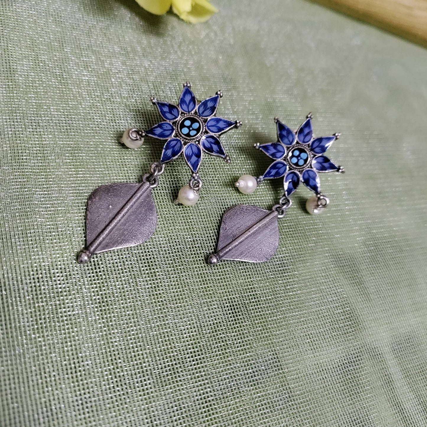 Flower drop painted earring