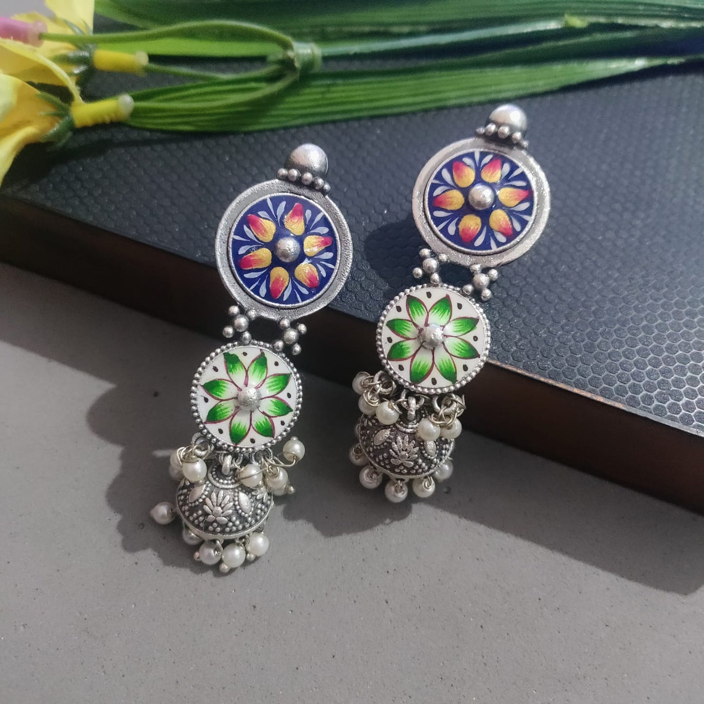 Handpainted exclusive earing with jumkha