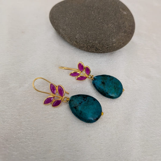 Chrysocolla beaded earring