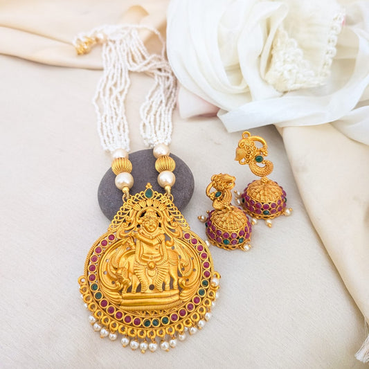 Krishna long pearl necklace