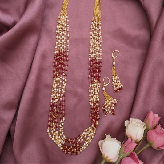 long Layered pearl necklace