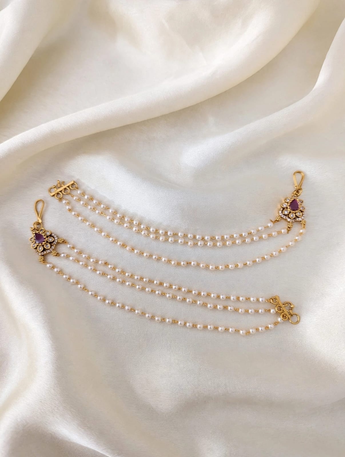 Antique Ruby Mattal With Pearl Drops