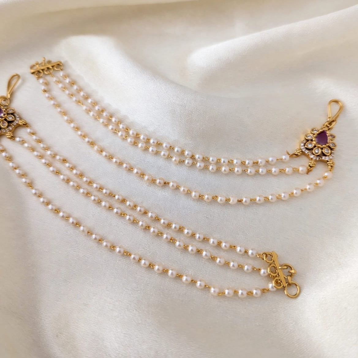 Antique Ruby Mattal With Pearl Drops