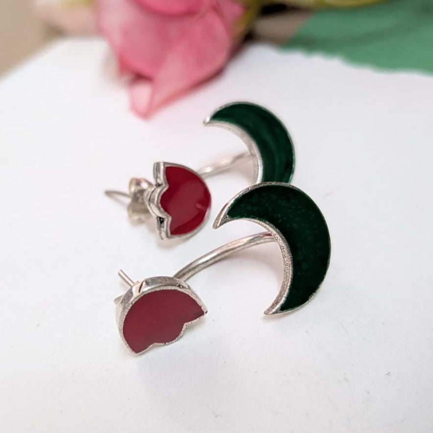 Dual Color Moon Stud