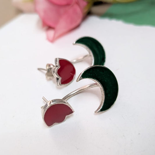 Dual Color Moon Stud
