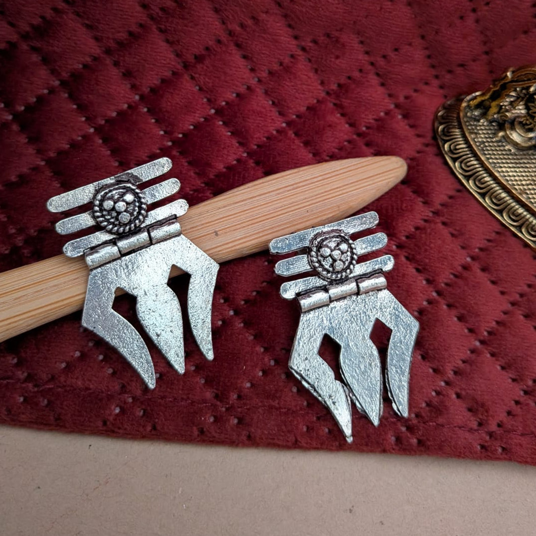 Triple Bar Trishul Stud Earring