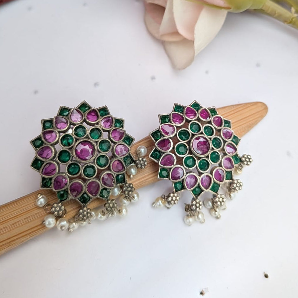 Chakra Stone Pearl Drop Stud